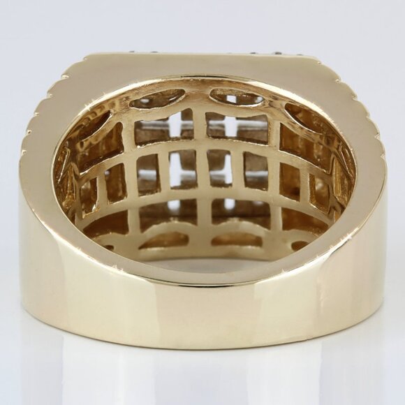 Vintage 14K Gold Urban Luxury Men's Diamond Ring Pave Cluster Bold Heavy Retro B - Picture 4 of 7